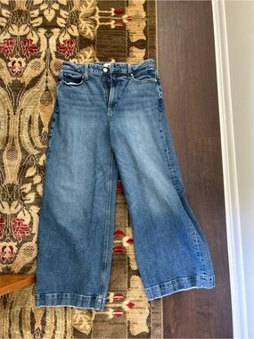 PAIGE HARPER Wide-Leg Jeans in Medium Blue Denim 29